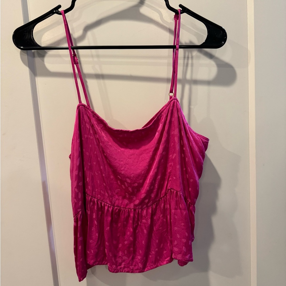Pink silky crop blouse